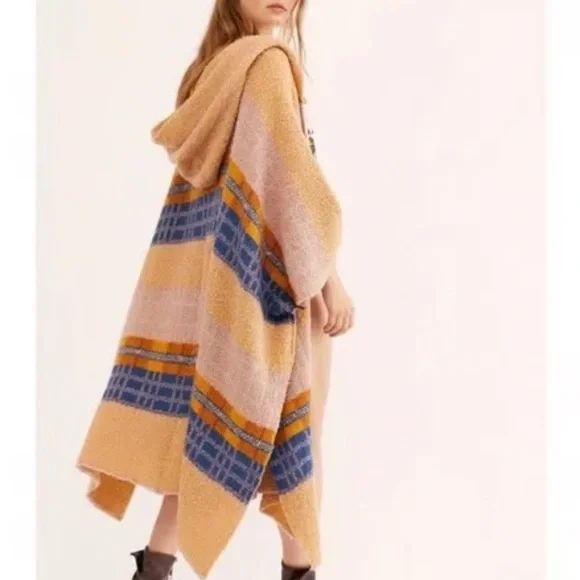 Free People hooded striped poncho - Picture 2 of 5